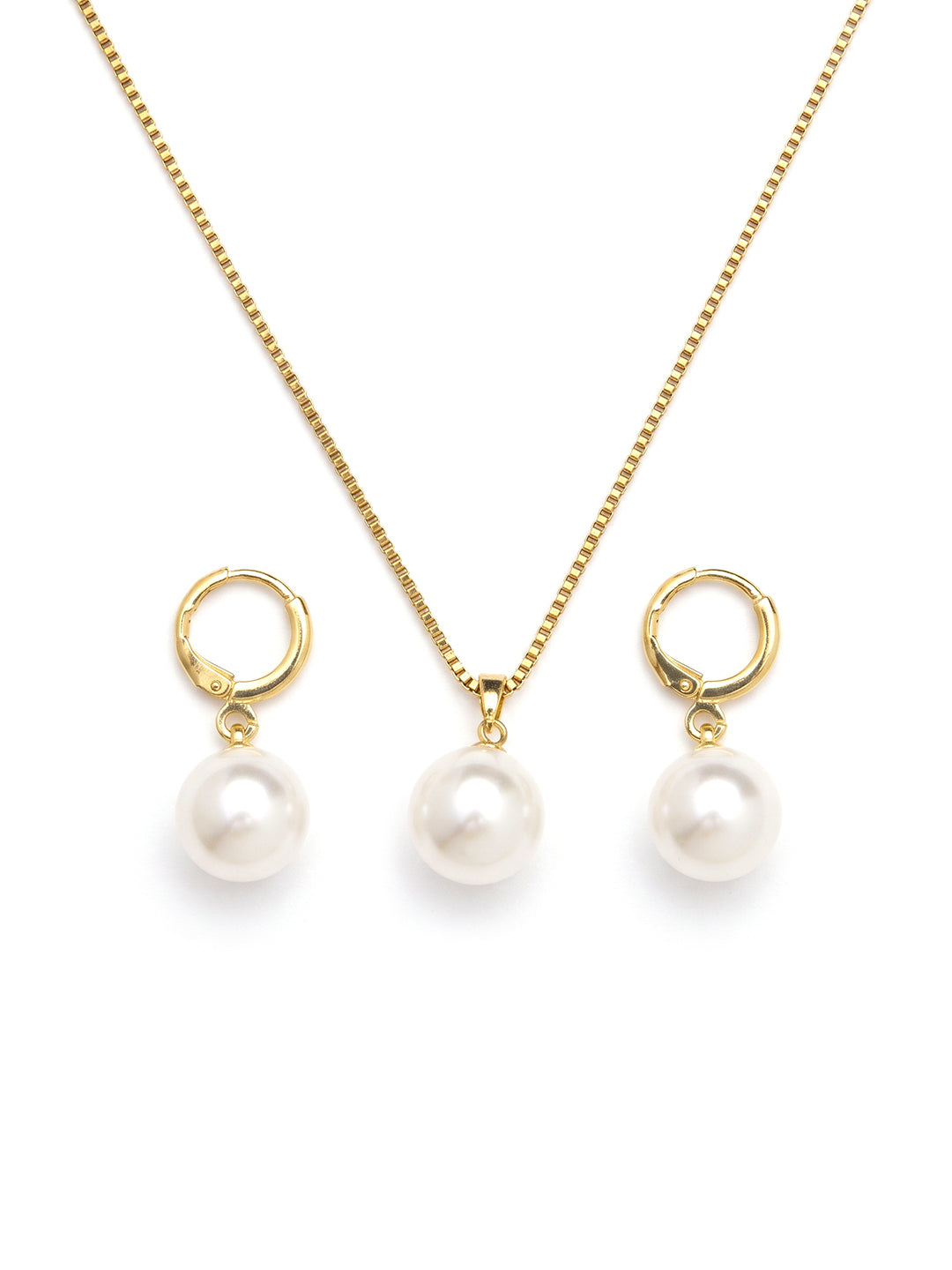 White Pearl Necklace and Earrings Set