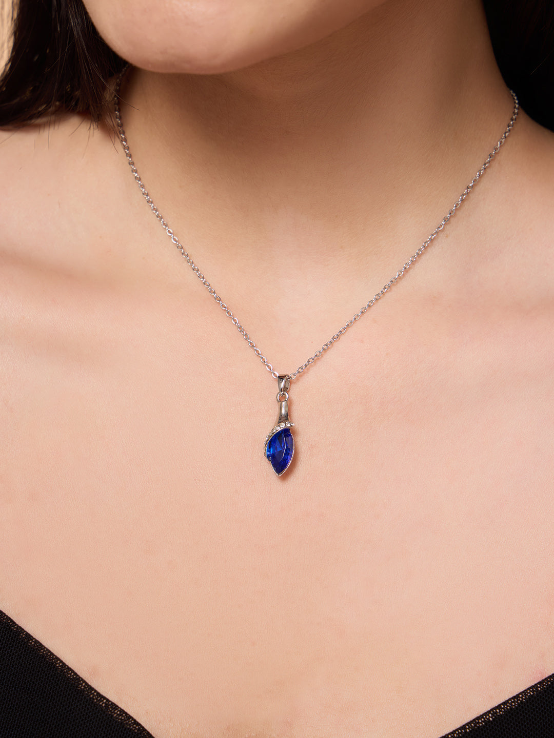 Royal Blue Stone Necklace and Earrings Set