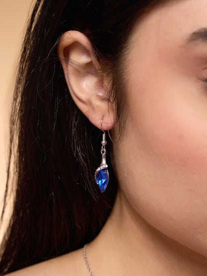 Royal Blue Stone Necklace and Earrings Set