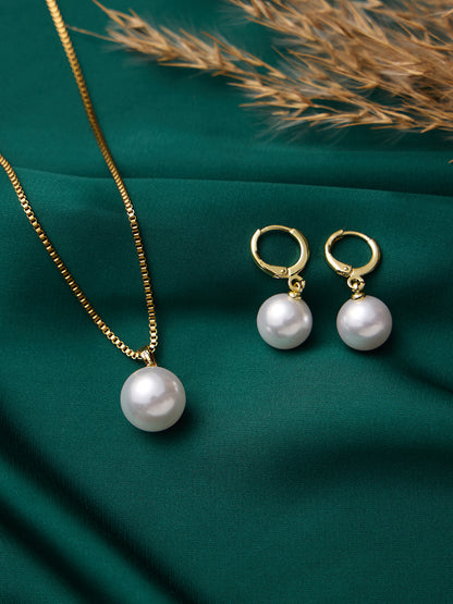 White Pearl Necklace and Earrings Set