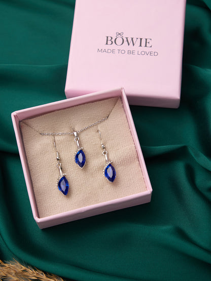Royal Blue Stone Necklace and Earrings Set