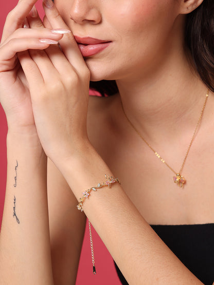 Pink Bow Necklace and Bracelet Set