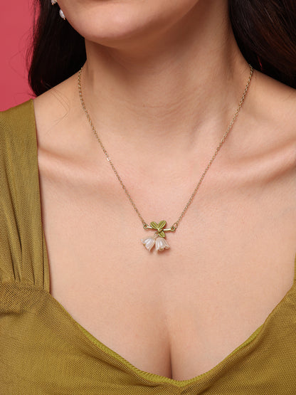 White Lily Flower Necklace and Earrings Set