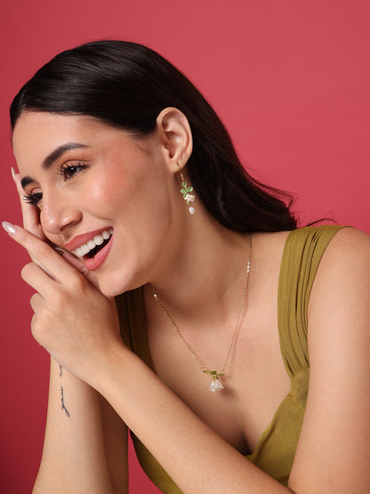 White Lily Flower Necklace and Earrings Set