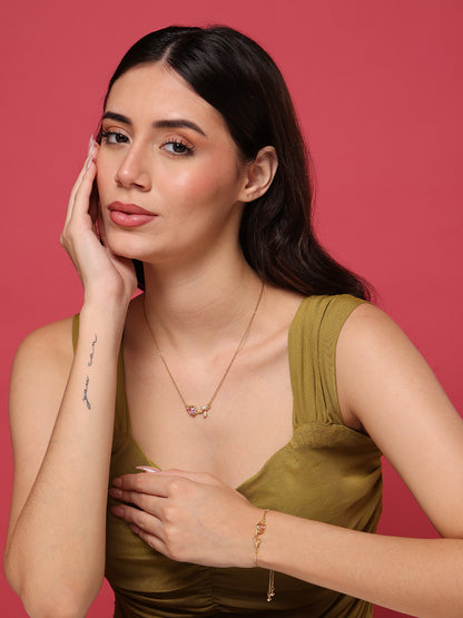 Pink Tulip Necklace and Bracelet Set
