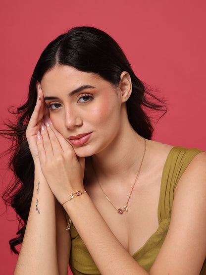 Pink Tulip Necklace and Bracelet Set